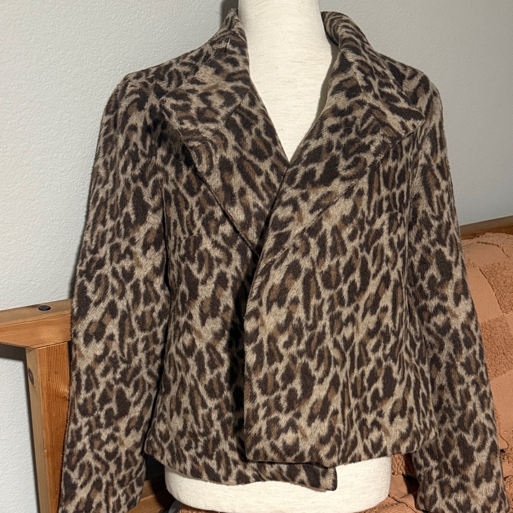 Chico's Leopard Print Jacket in Brown and Beige